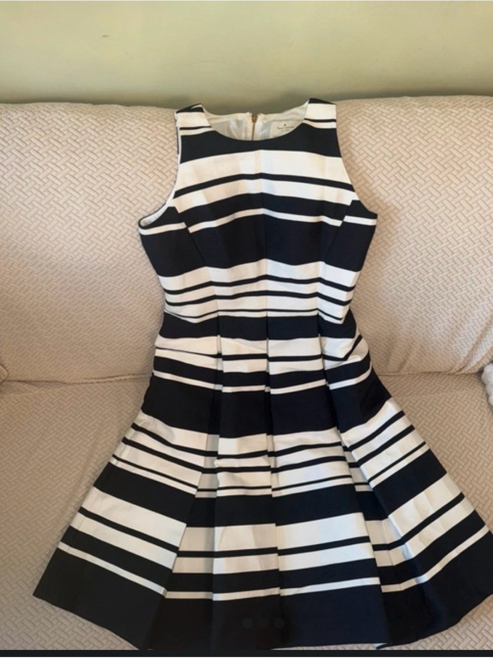 Kate Spade Black White Striped Fit & Flare Dress Size 6